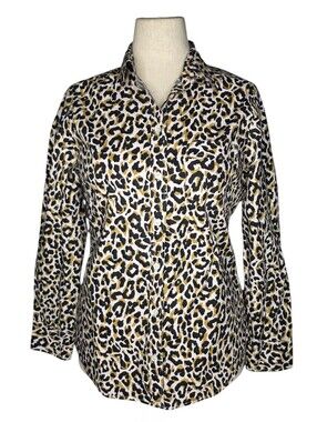 J.Crew Leopard Print Cotton Button Up Shirt Blouse Animal Print Medium